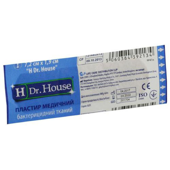 Пластир медичний бактерицидний H Dr. House 7.2 см х 1.9 см тканий
